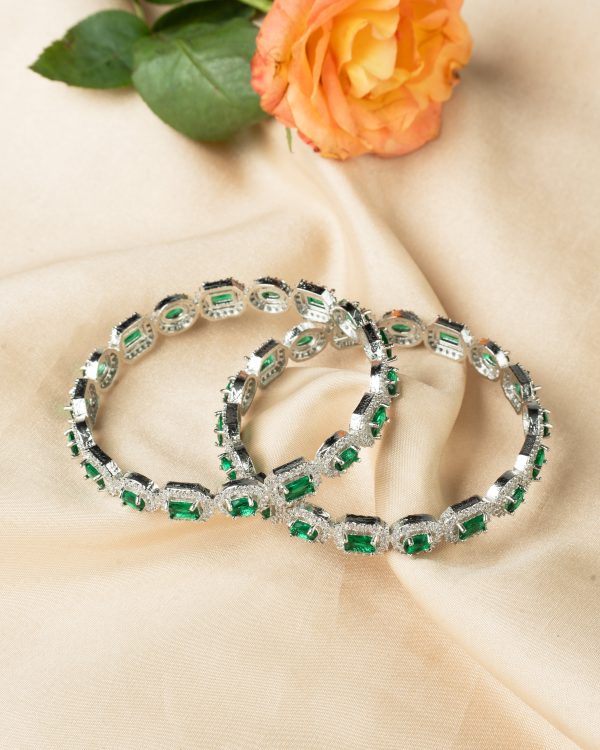 Sizzling Green Emerald American Diamond Bangles