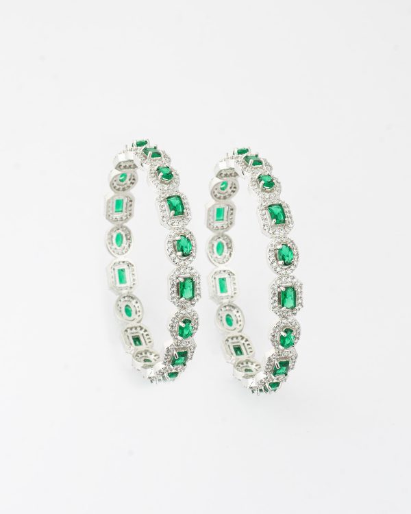 Sizzling Green Emerald American Diamond Bangles - Image 3