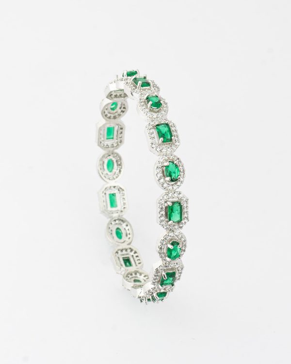 Sizzling Green Emerald American Diamond Bangles - Image 4